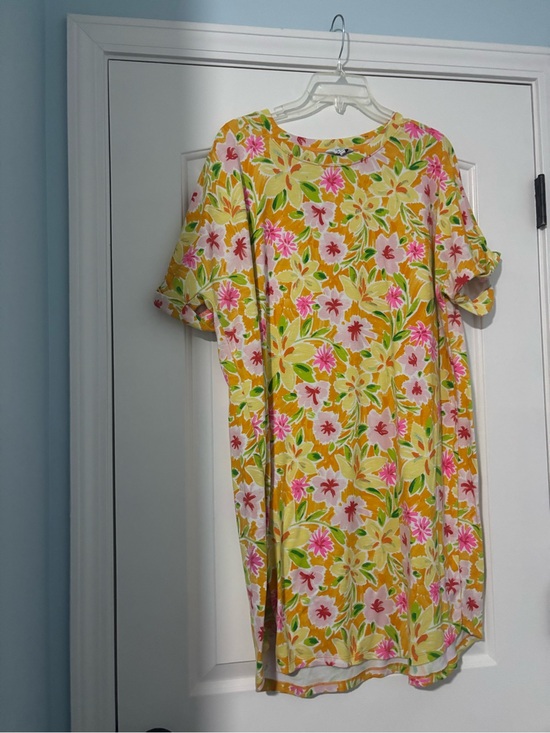 crown & ivy Dresses & Skirts - crown & ivy Yellow Floral Midi Dress with Pink and Green Accents
